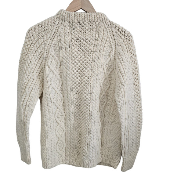 Monaghans Traditional Irish Wool Cardigan Womens Size Large 42 Heavy Cable Knit - Picture 2 of 7